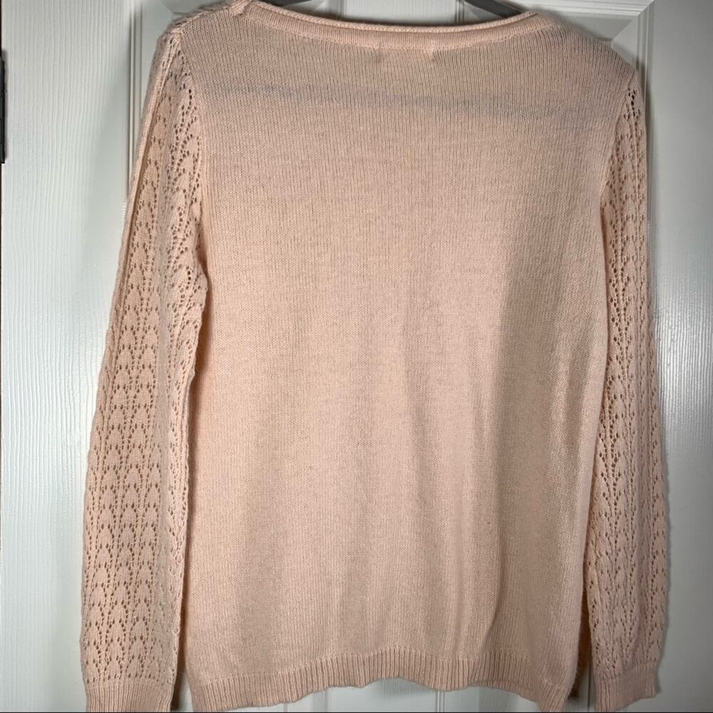 Mak B Coquette angora blend blush pink sweater sweetheart knit medium - Picture 8 of 12